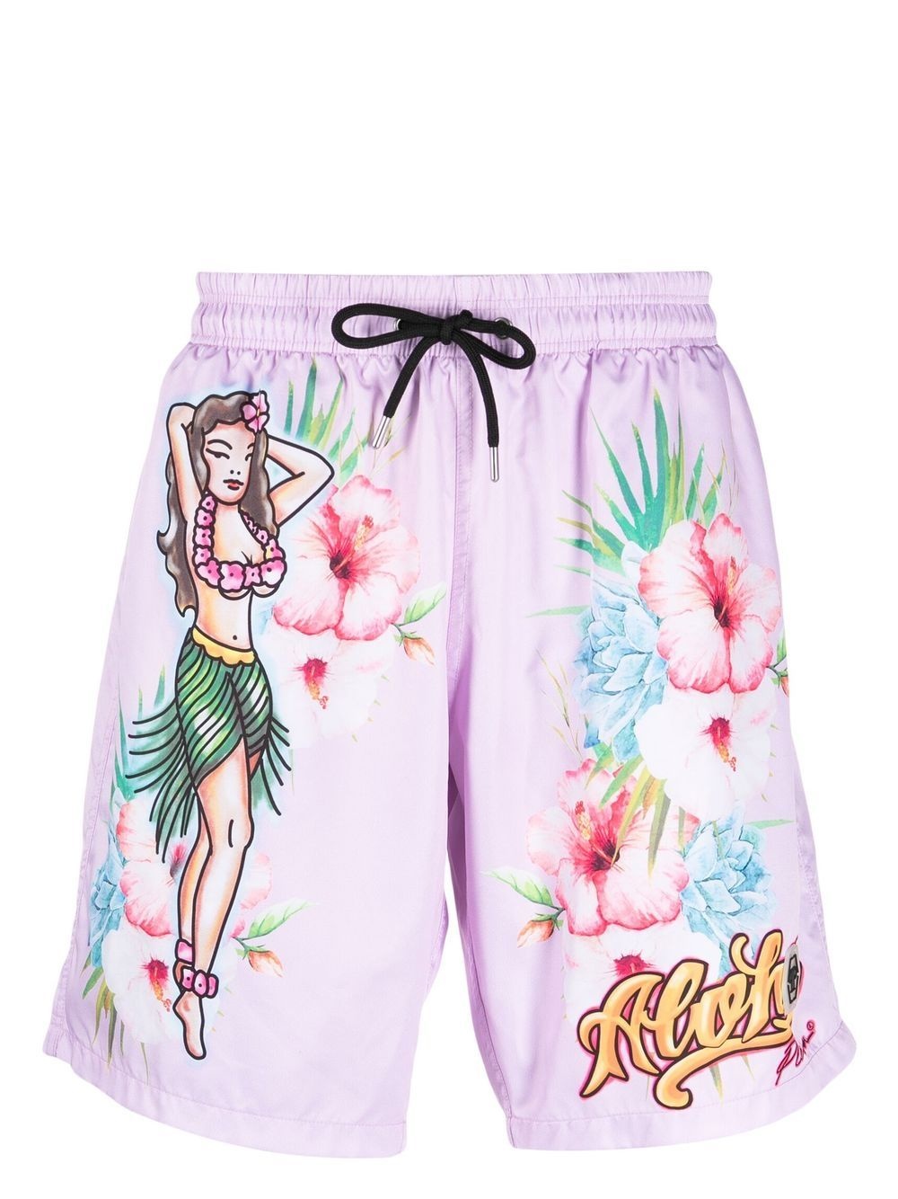 graphic floral-print swim shorts - 1