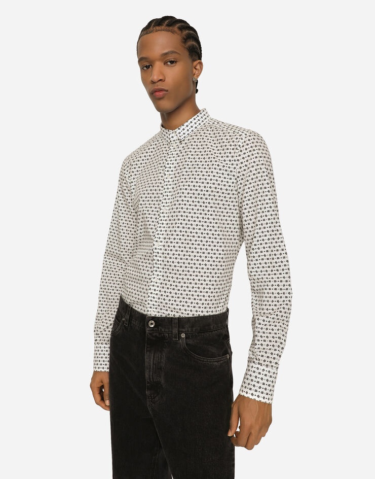 Poplin Gold-fit shirt with DG logo print - 4
