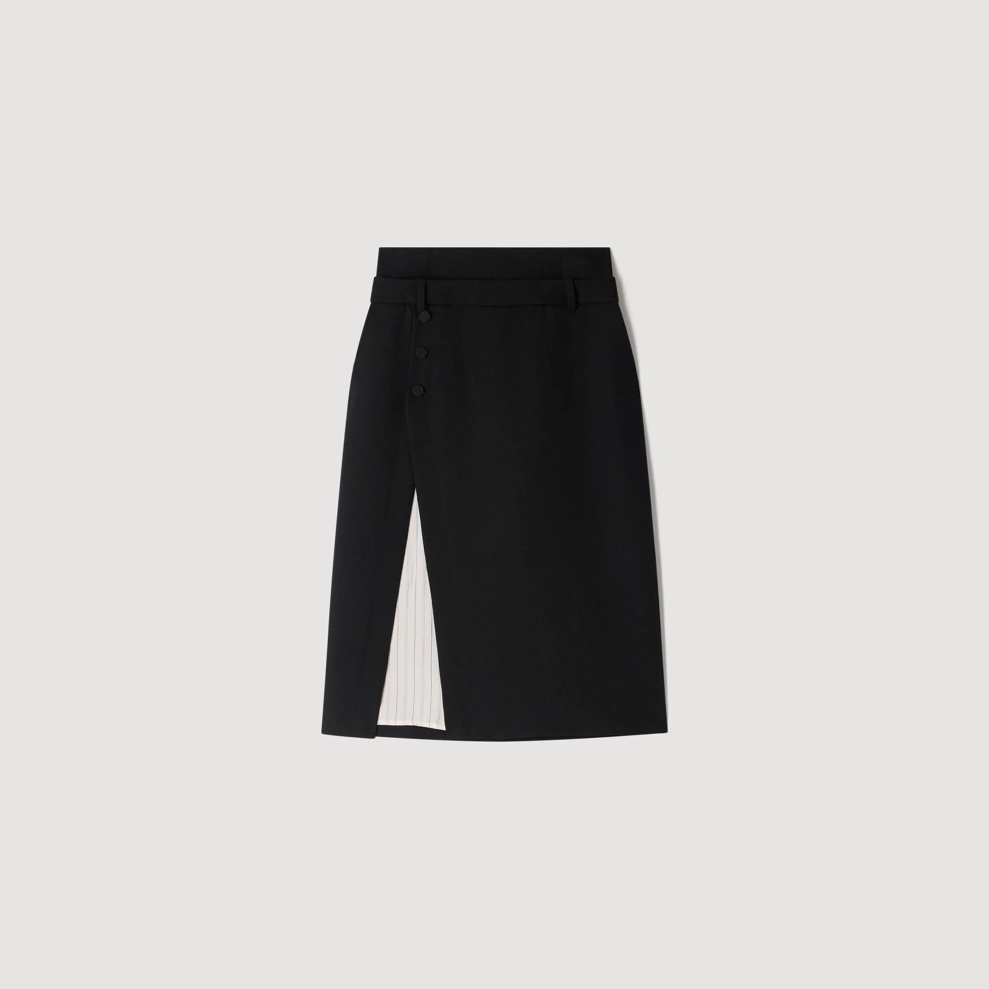 MID-LENGTH SLIT WOOL SKIRT - 1