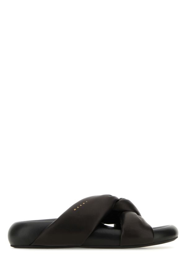 Black leather Bubble slippers - 1