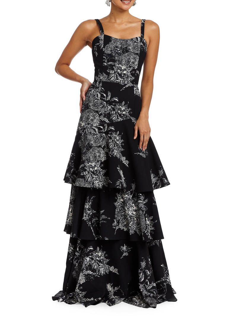 Women's Torero Ruffled Floral Gown - Black Ivory 3