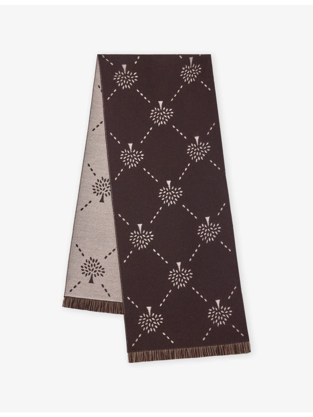 Mulberry Diamond Tree Jacquard Wool Scarf - 1