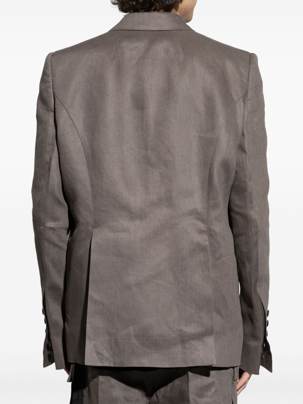 double-breasted linen blazer - 4