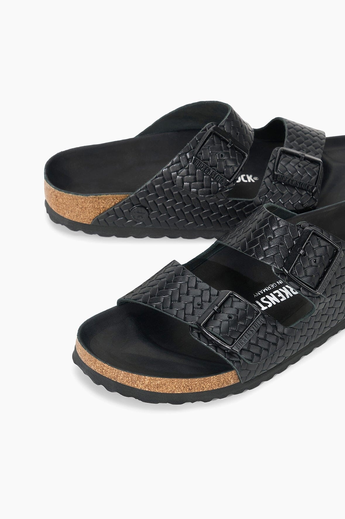 STAUD BIRKENSTOCK ARIZONA WOVEN EMBOSSED SANDAL BLACK - 6