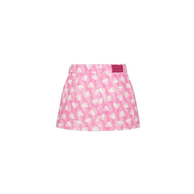 Pink heart print gabardine miniskirt - 4