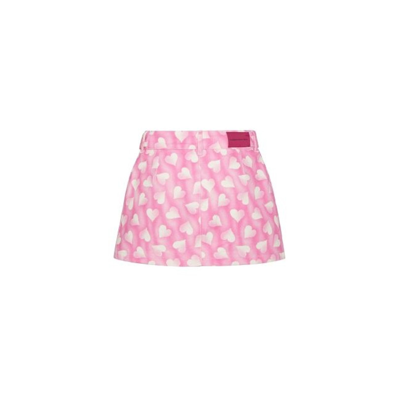 Pink heart print gabardine miniskirt 4
