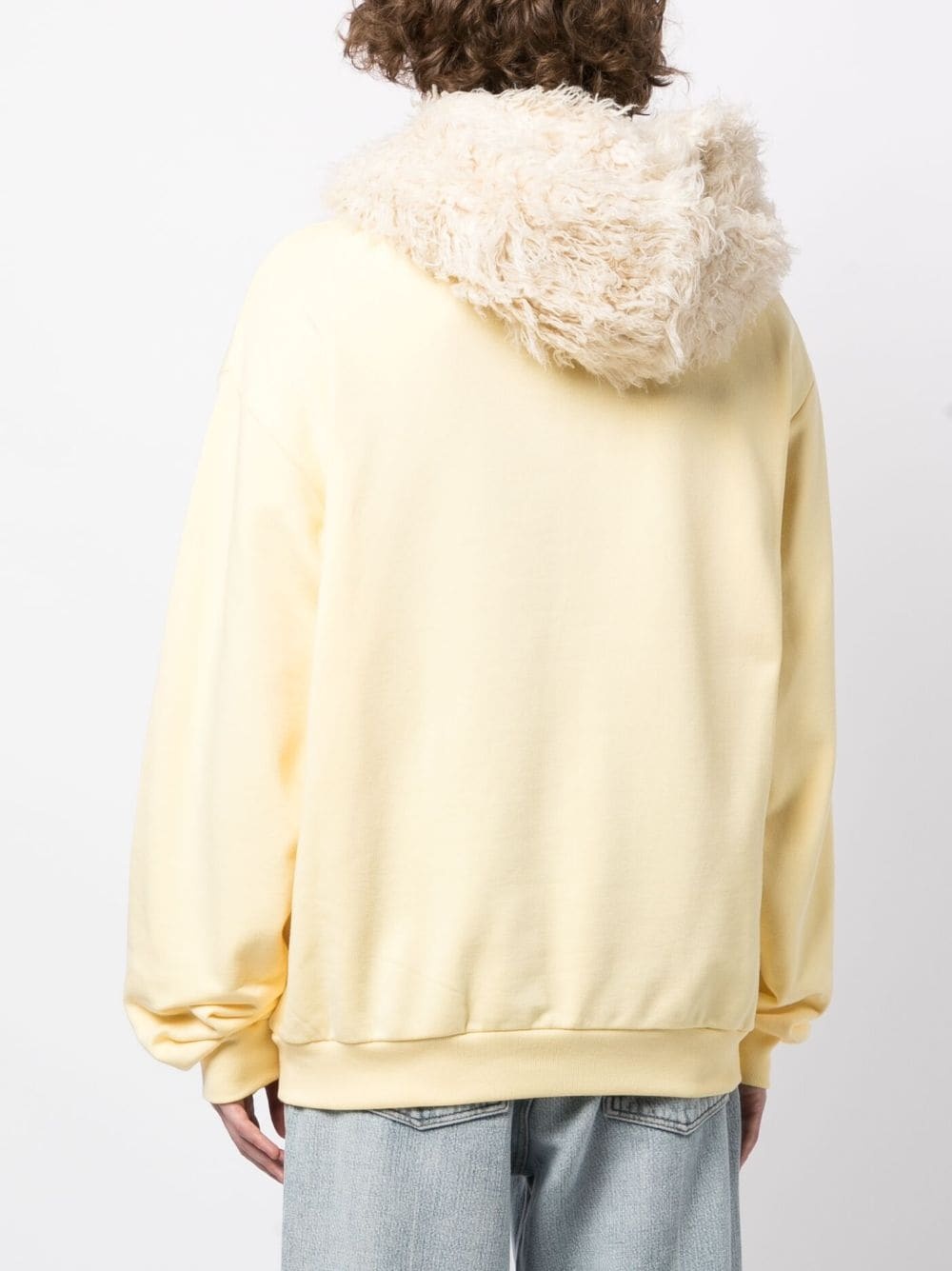 faux-fur cotton hoodie - 4