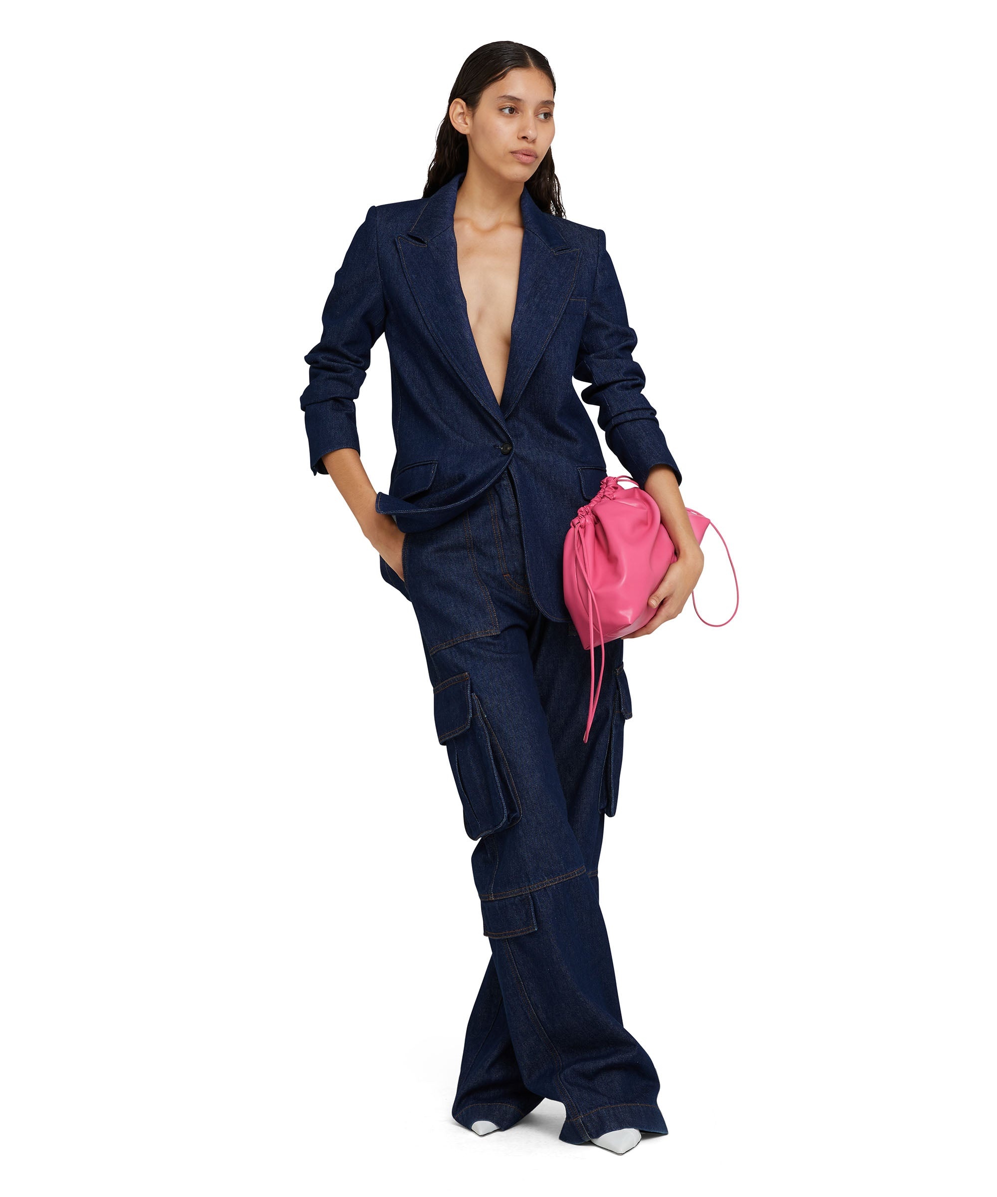 Faux leather basket net bag with accompanying mini pouch - 7