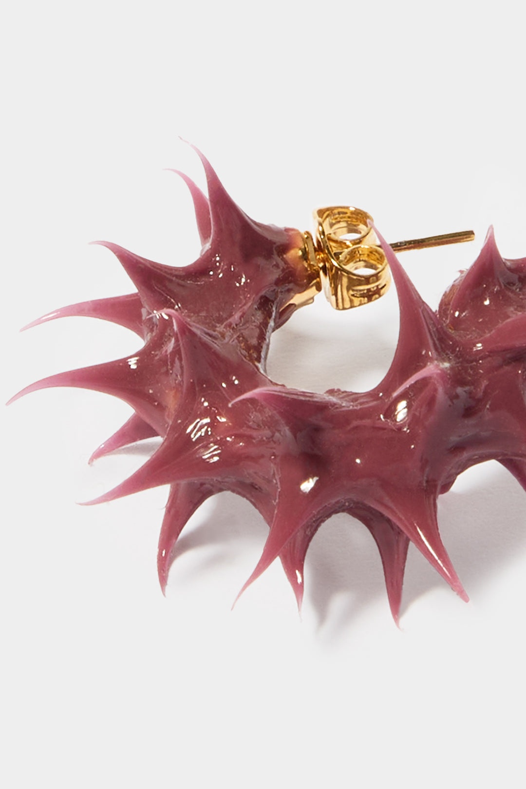 MINI RUBBERIZED TUFT EARRINGS / burgundy - 3