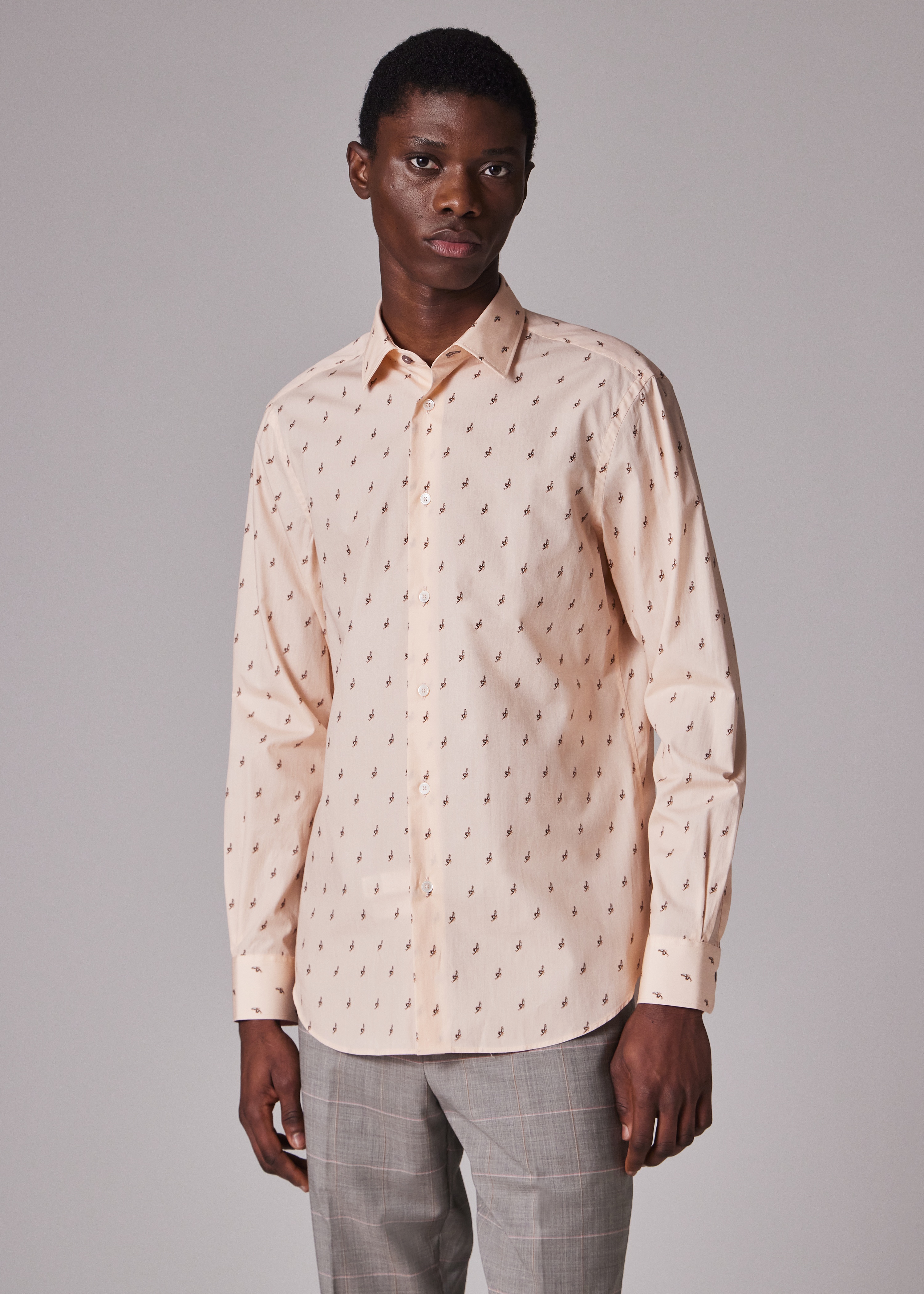 Tailored-Fit Pink 'Butterfly' Print Shirt - 5