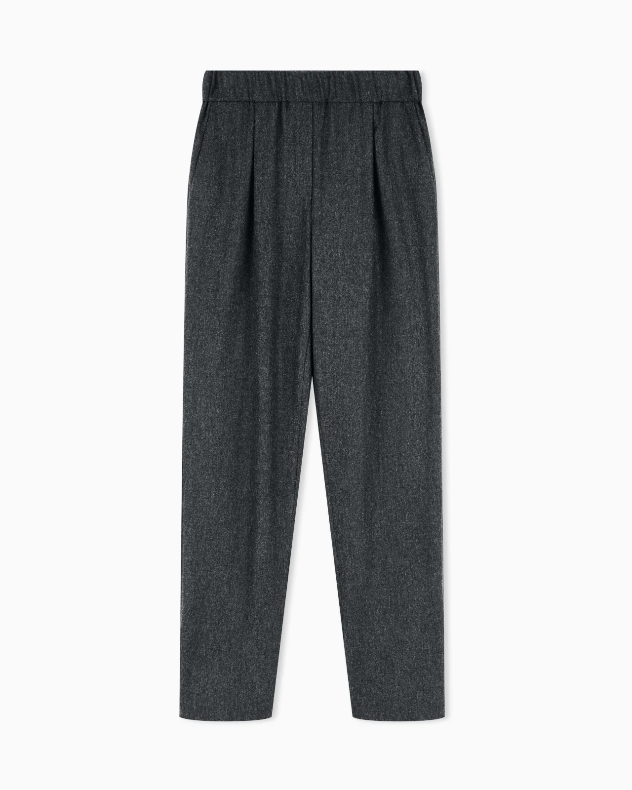 REGULAR FIT PULL-ON TROUSERS IN WOOL AND CASHMERE FLANNEL - 1