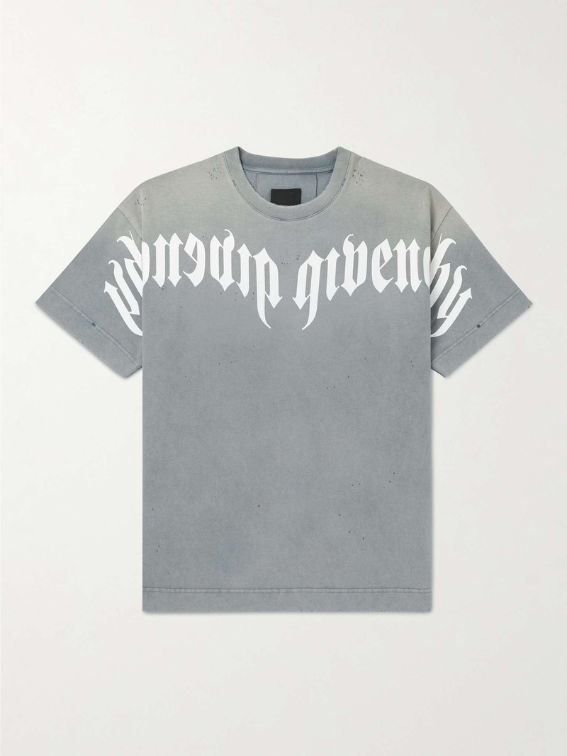 Distressed Logo-Print Cotton-Jersey T-Shirt - 1