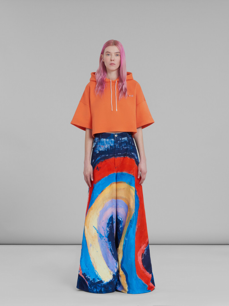 Marni DARK BLUE ULTRA-WIDE-LEG TROUSERS WITH RAINBOW PRINT outlook