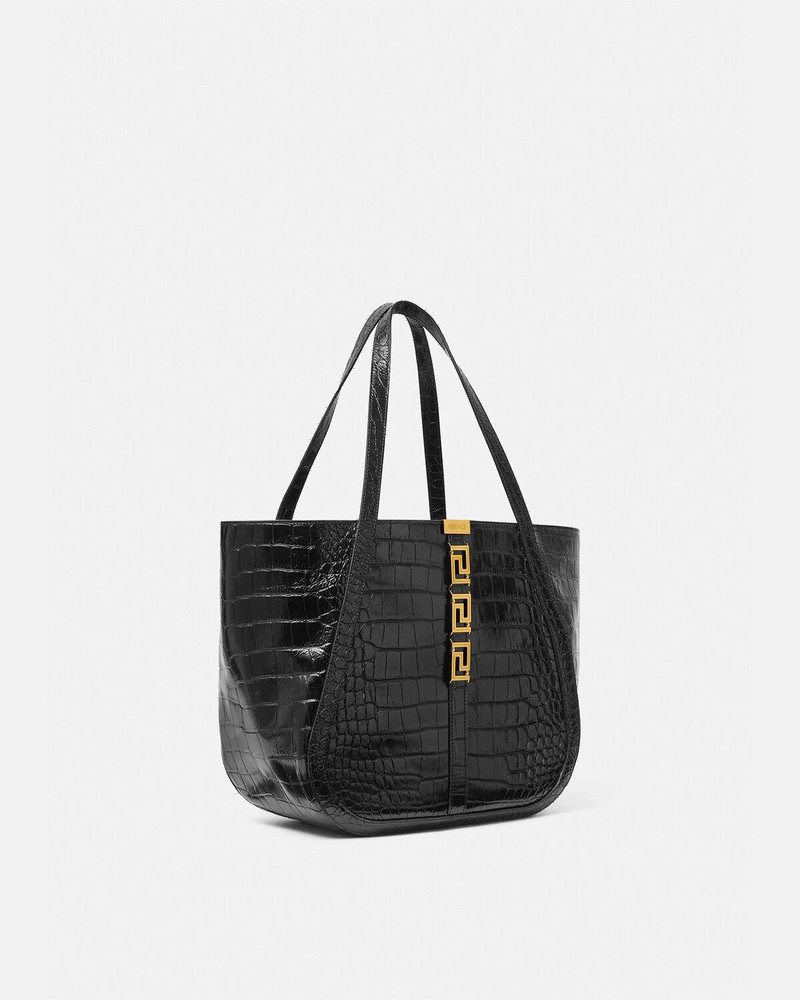 VERSACE Croc-Effect Greca Goddess Large Tote Bag outlook