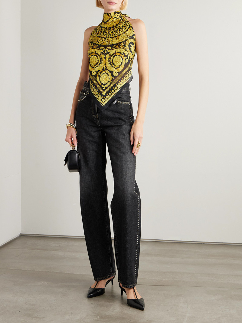 VERSACE Embellished High-rise Straight-leg Jeans outlook