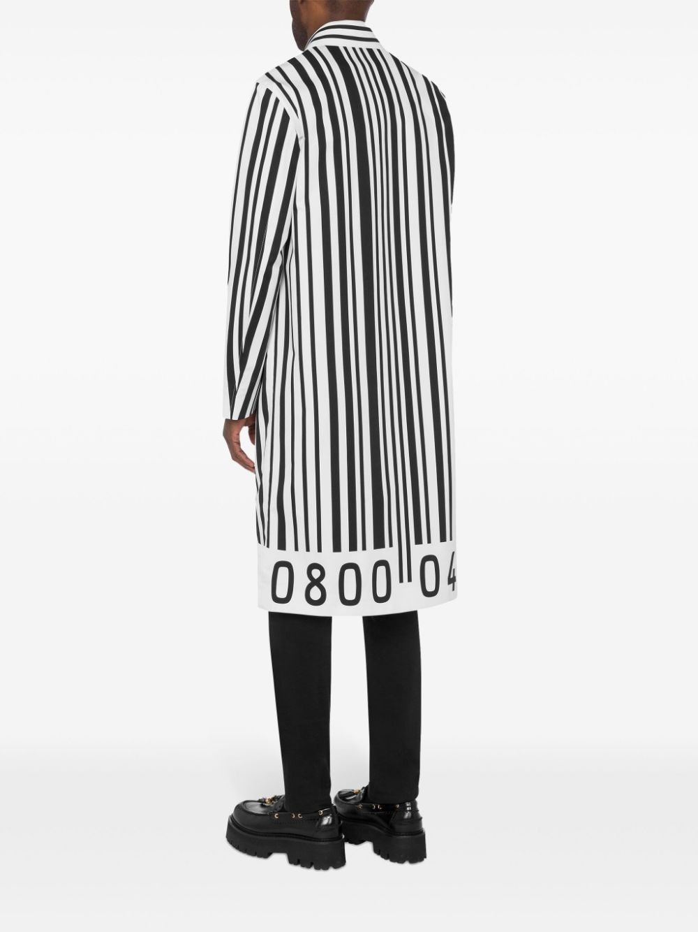 barcode-print cotton coat - 3