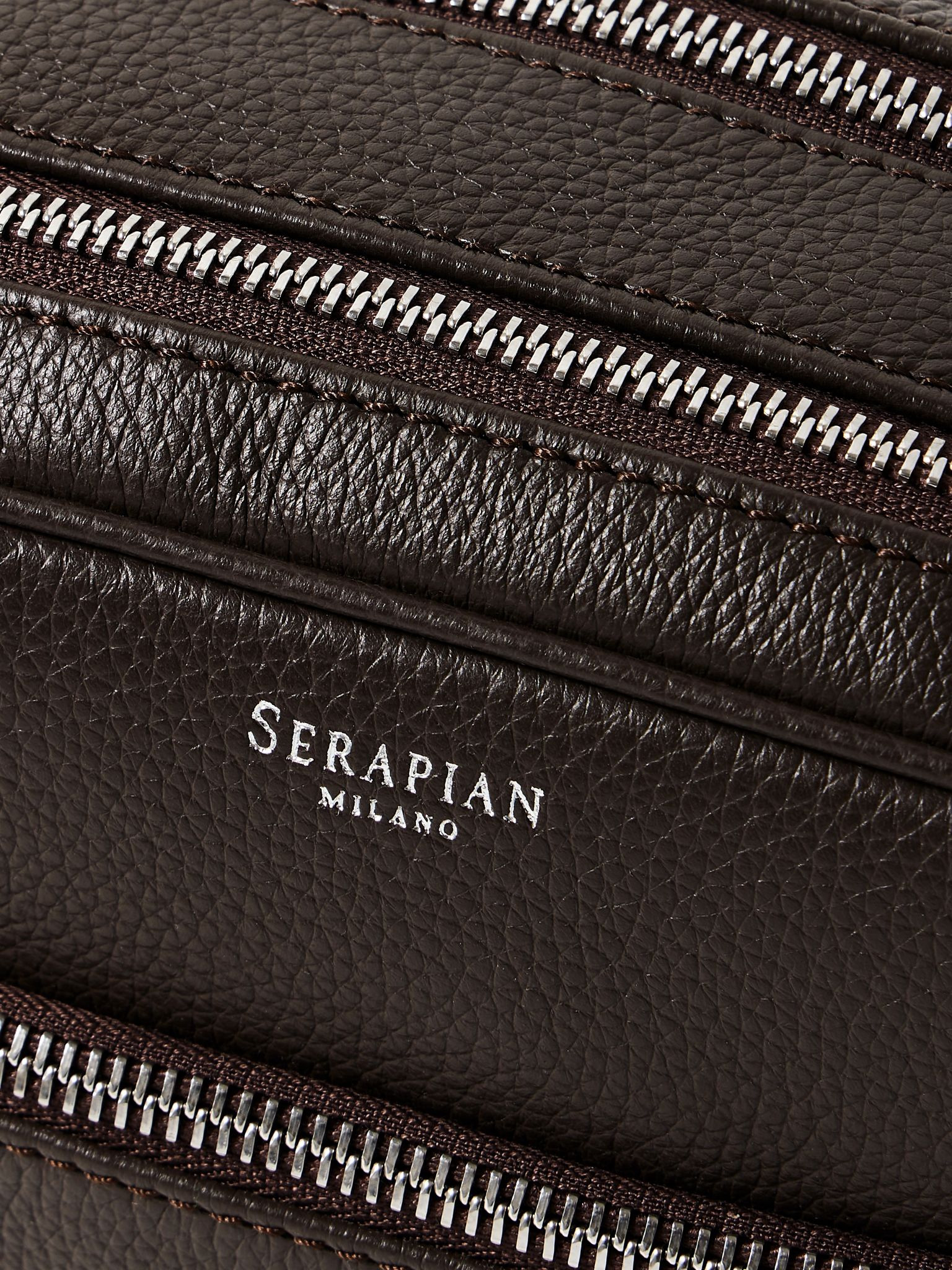 Full-Grain Leather Wash Bag Brown - 3
