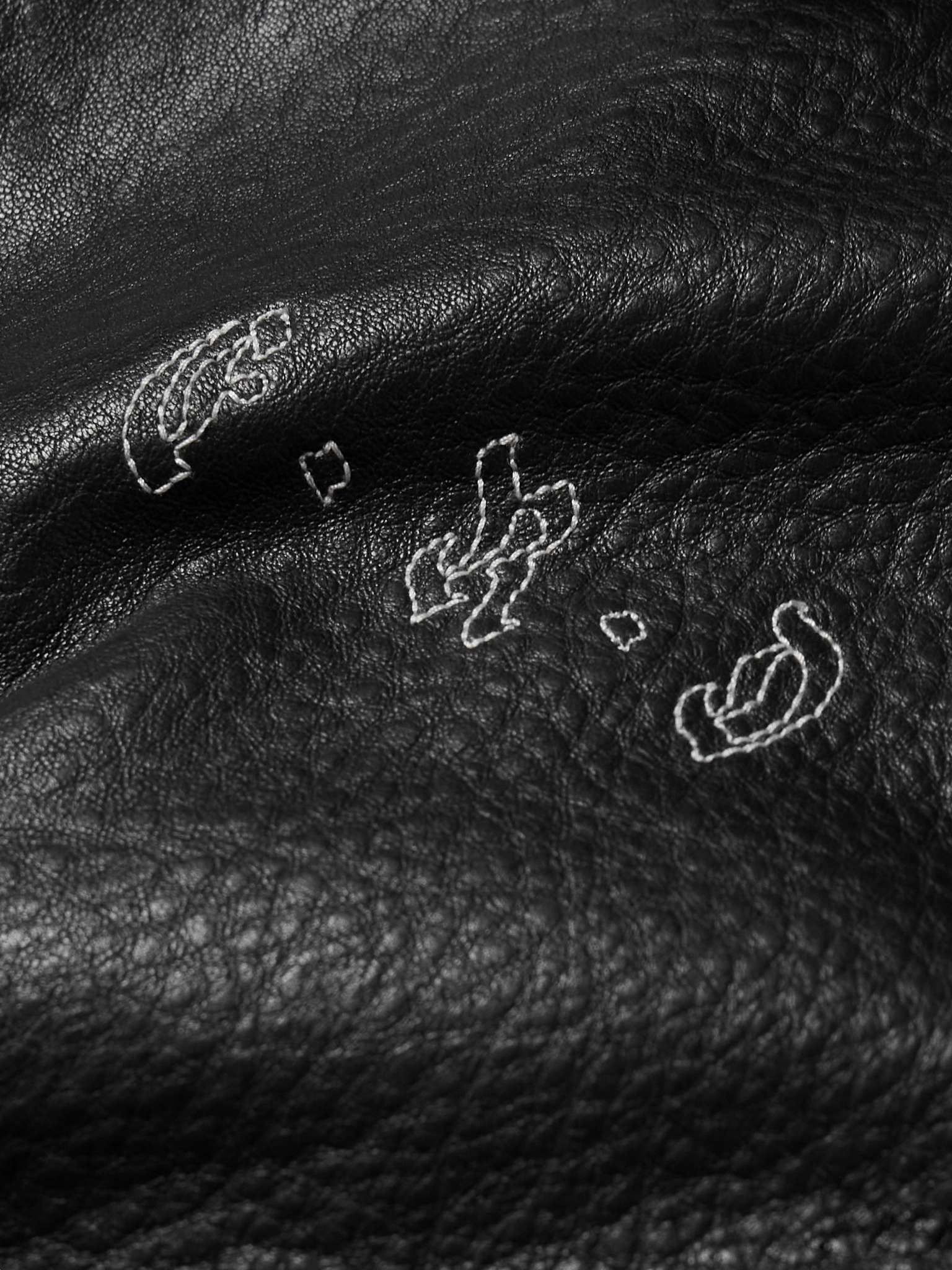 Logo-Embroidered Full-Grain Leather Jacket - 6