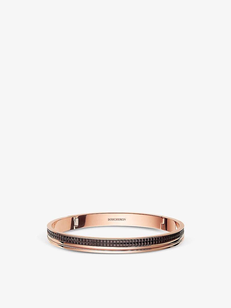【Boucheron】Quatre Classique 18Kローズゴールド＆ブラウンPVD Boucheron Quatre 18K Gold Classique Large Band Diamond Ring