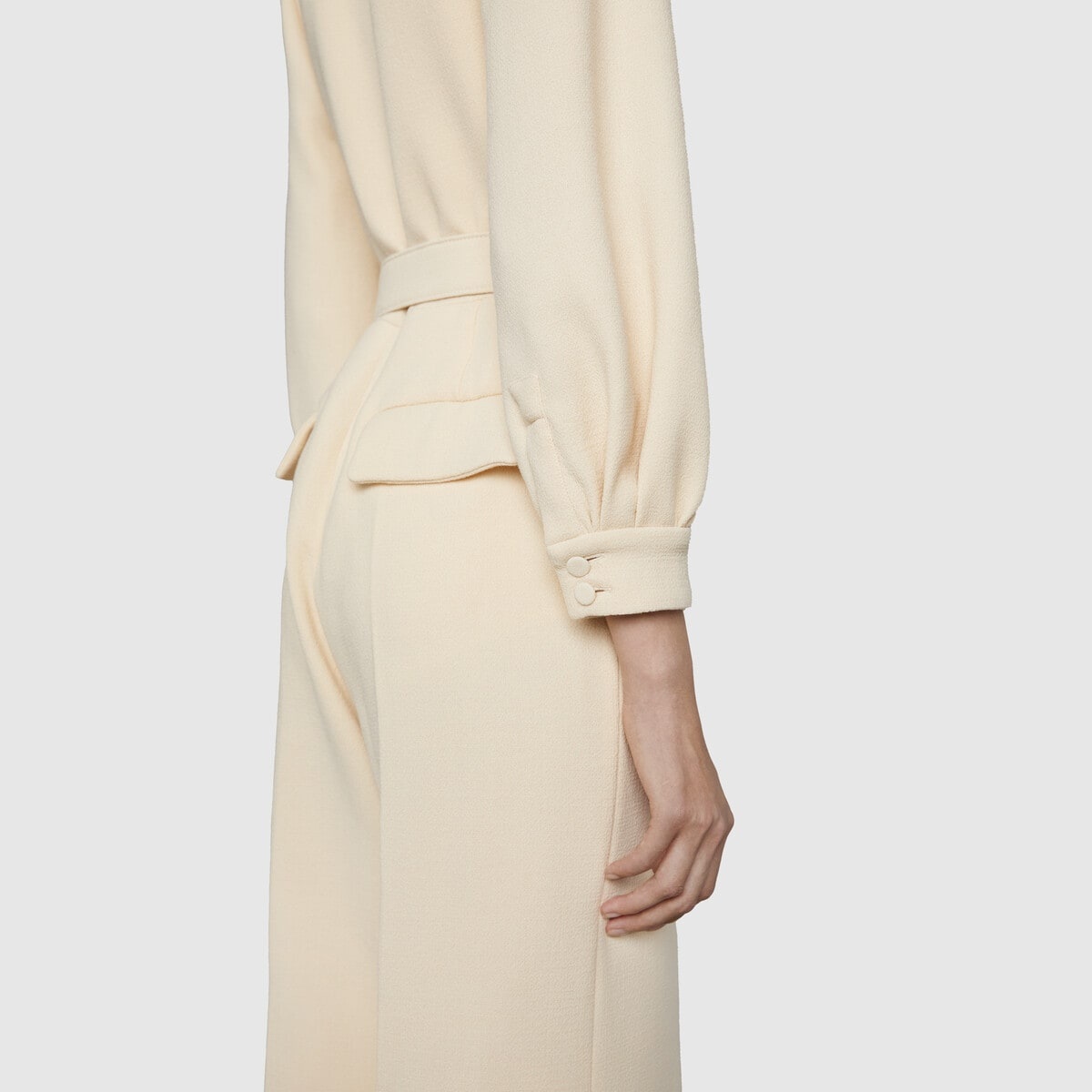 Belted wool crepe jumpsuit - 7