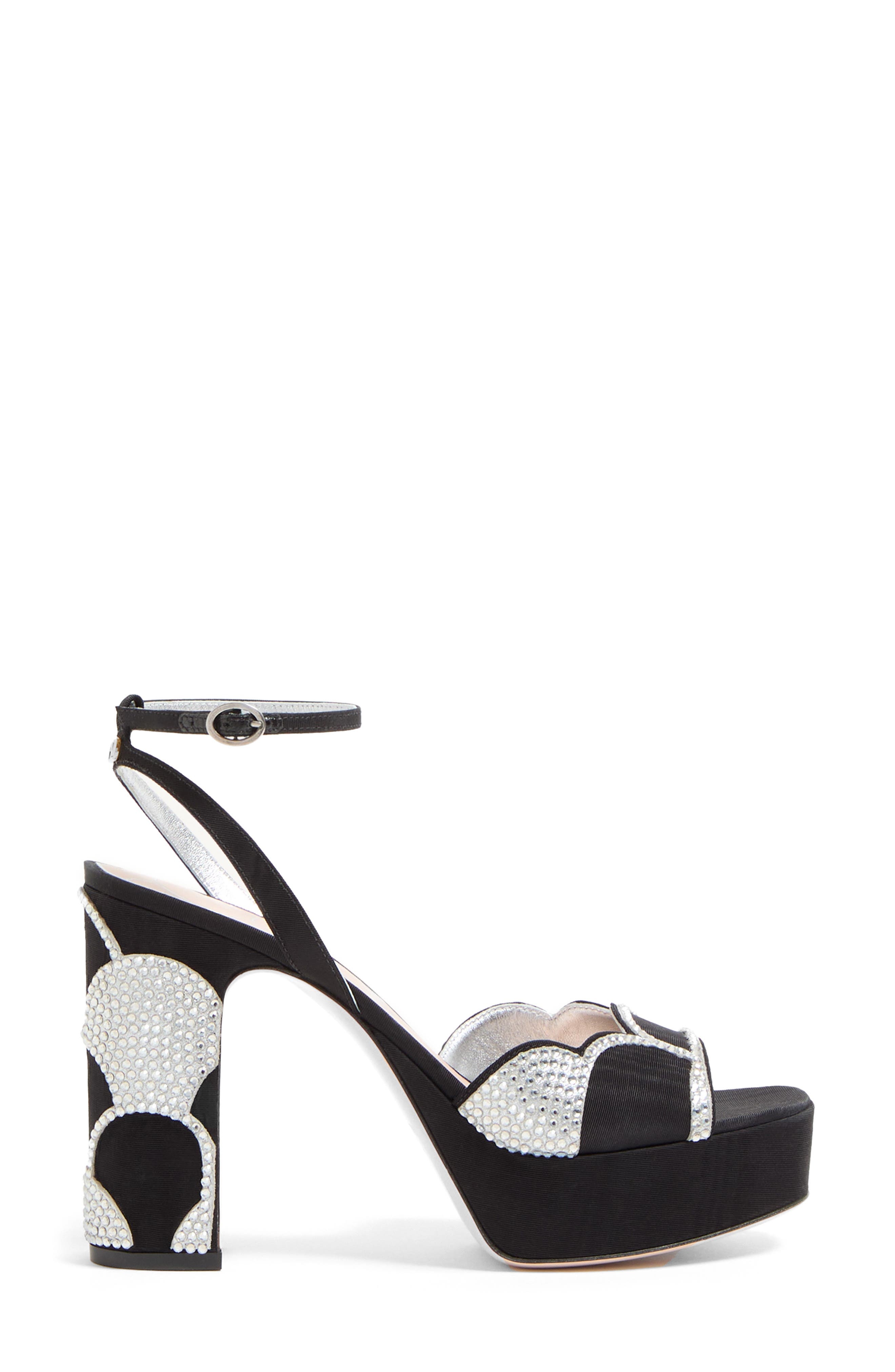 Valentino Garavani Bowow Platform Sandal in Black/Silver at Nordstrom - 4