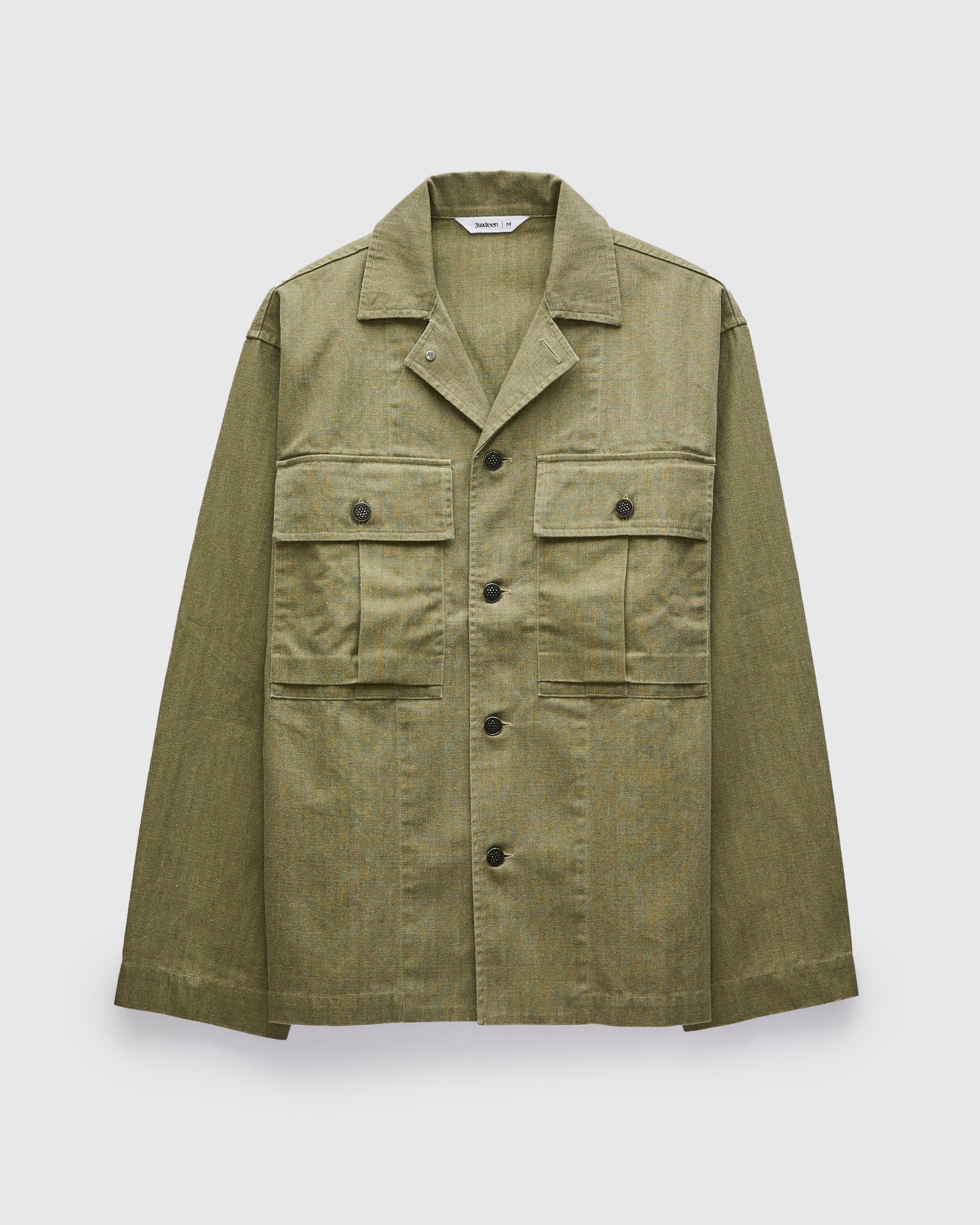 M43 Overshirt in Olive Herringbone Twill - 1