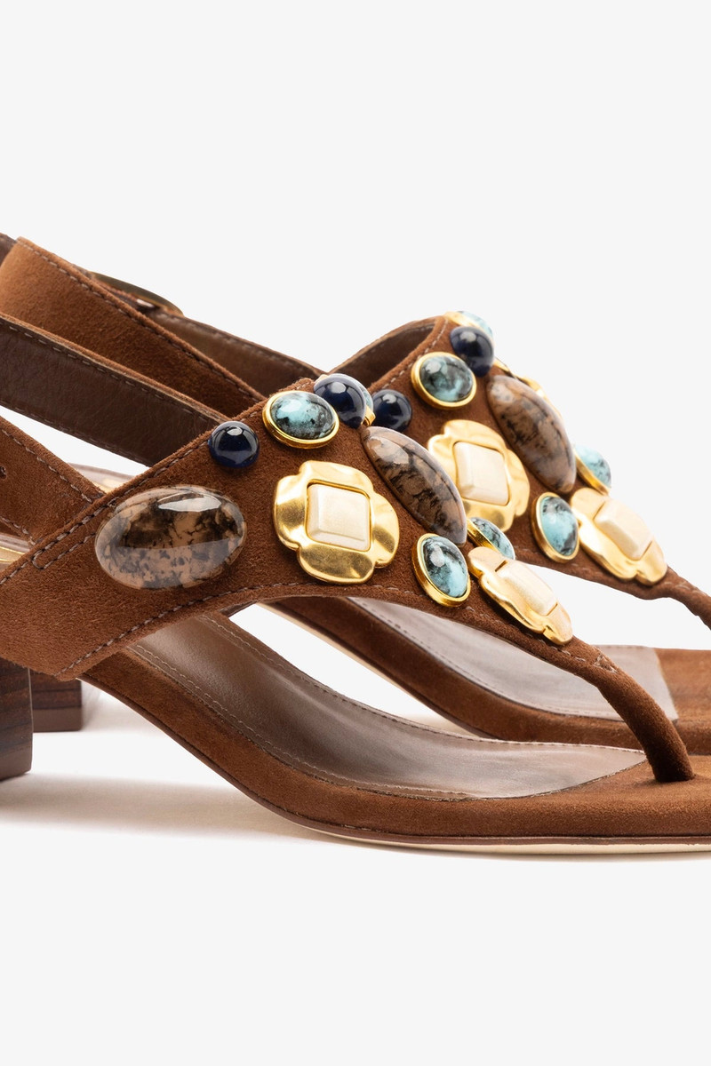 Talitha Block Sandal Burnt Umber Suede 4