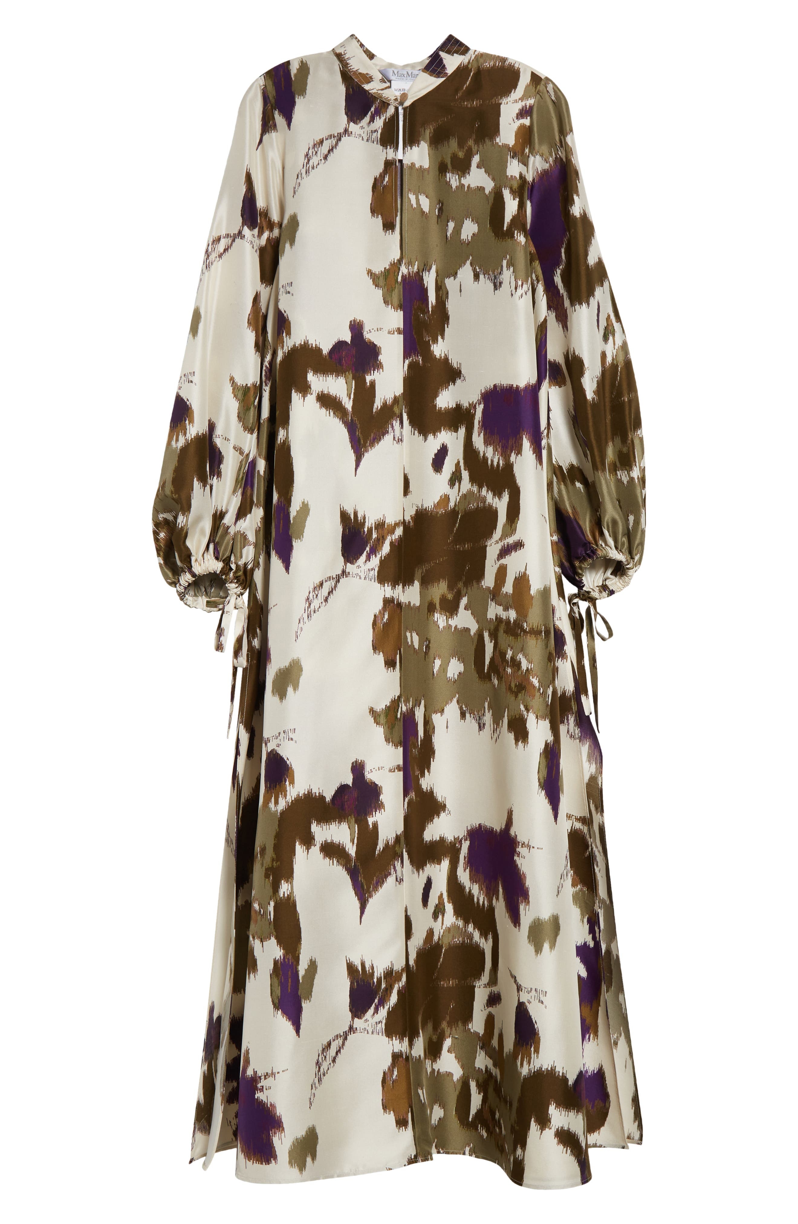 Max Mara Maesa Floral Long Sleeve Shantung Silk Maxi Dress in Ivory at Nordstrom - 5