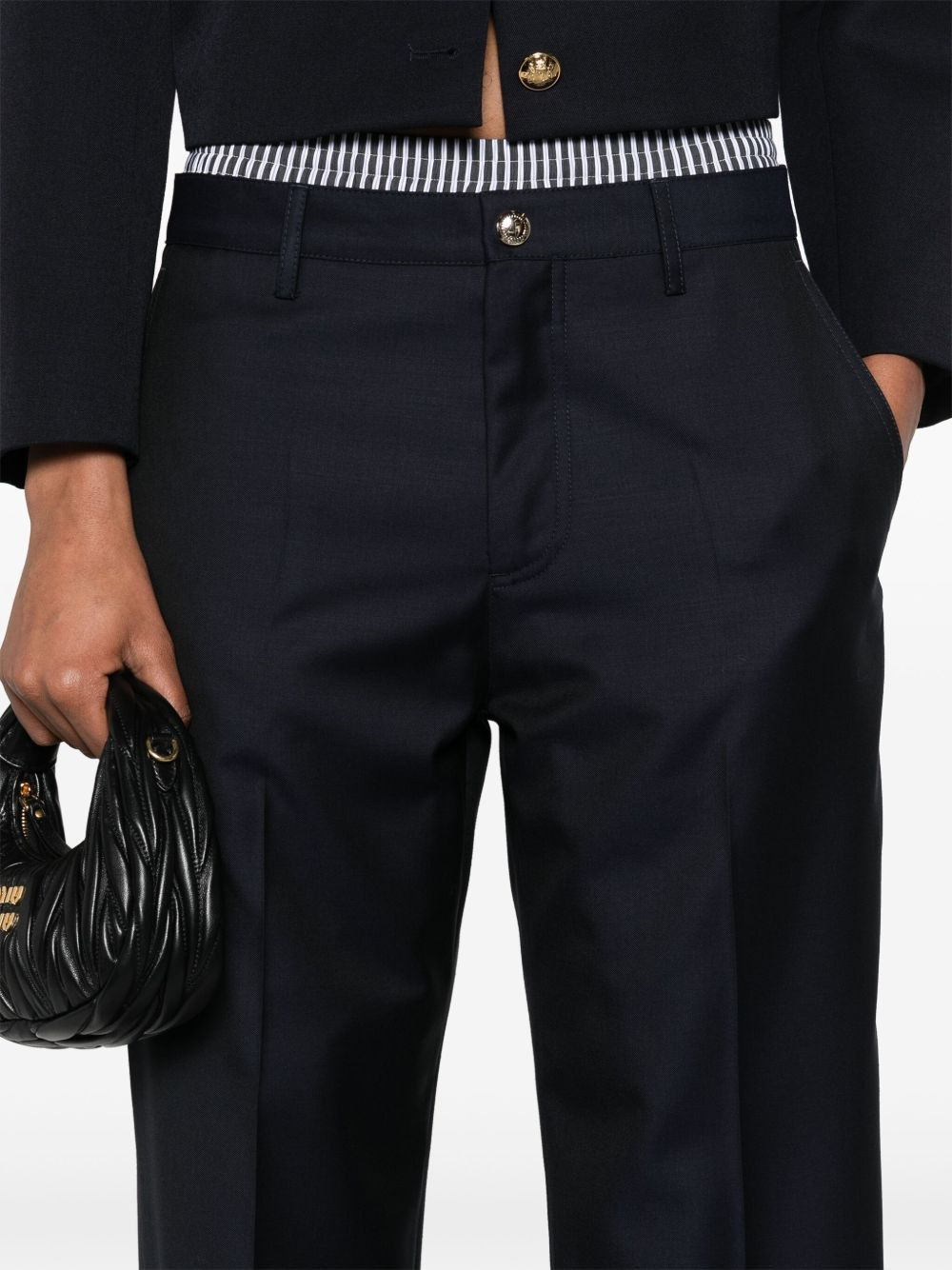 cuffed virgin wool tailored trousers - 5