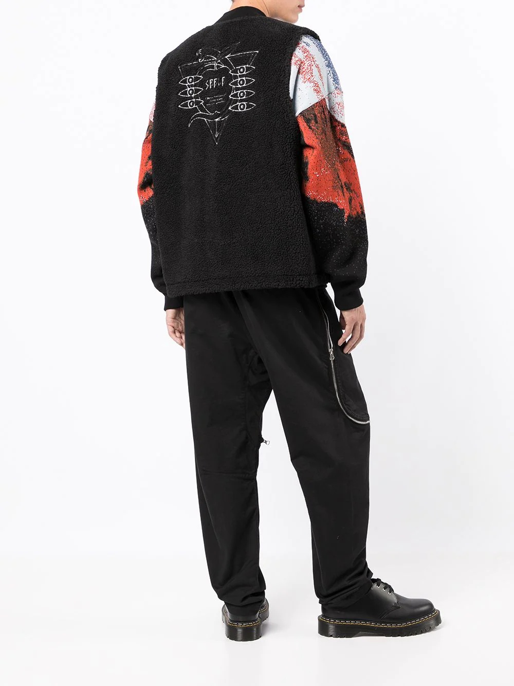 slogan-print reversible gilet - 6