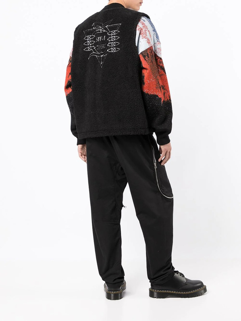 slogan-print reversible gilet 6
