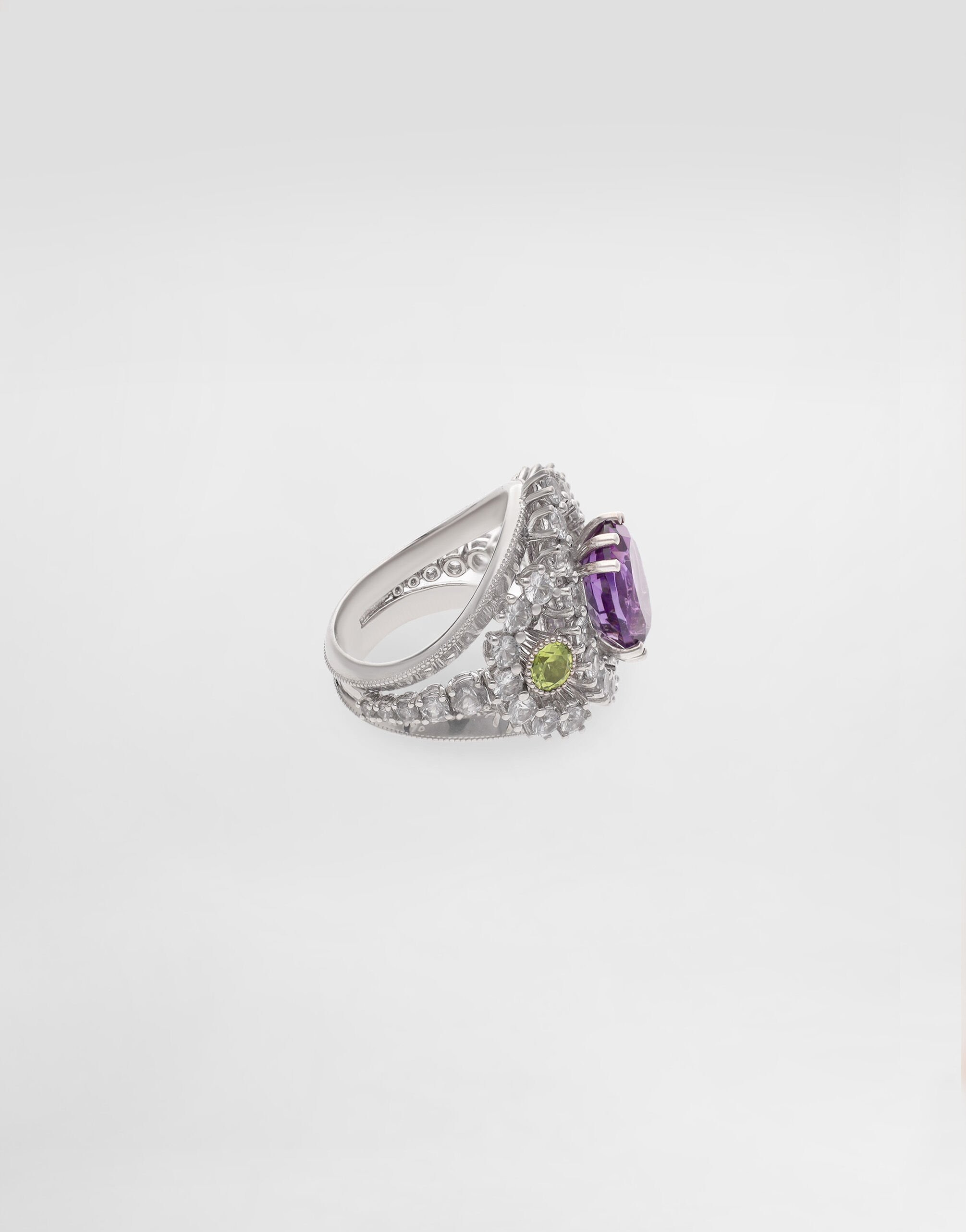 Eleganza Ring 18-carat white gold, amethyst, peridots, and sapphires - 3