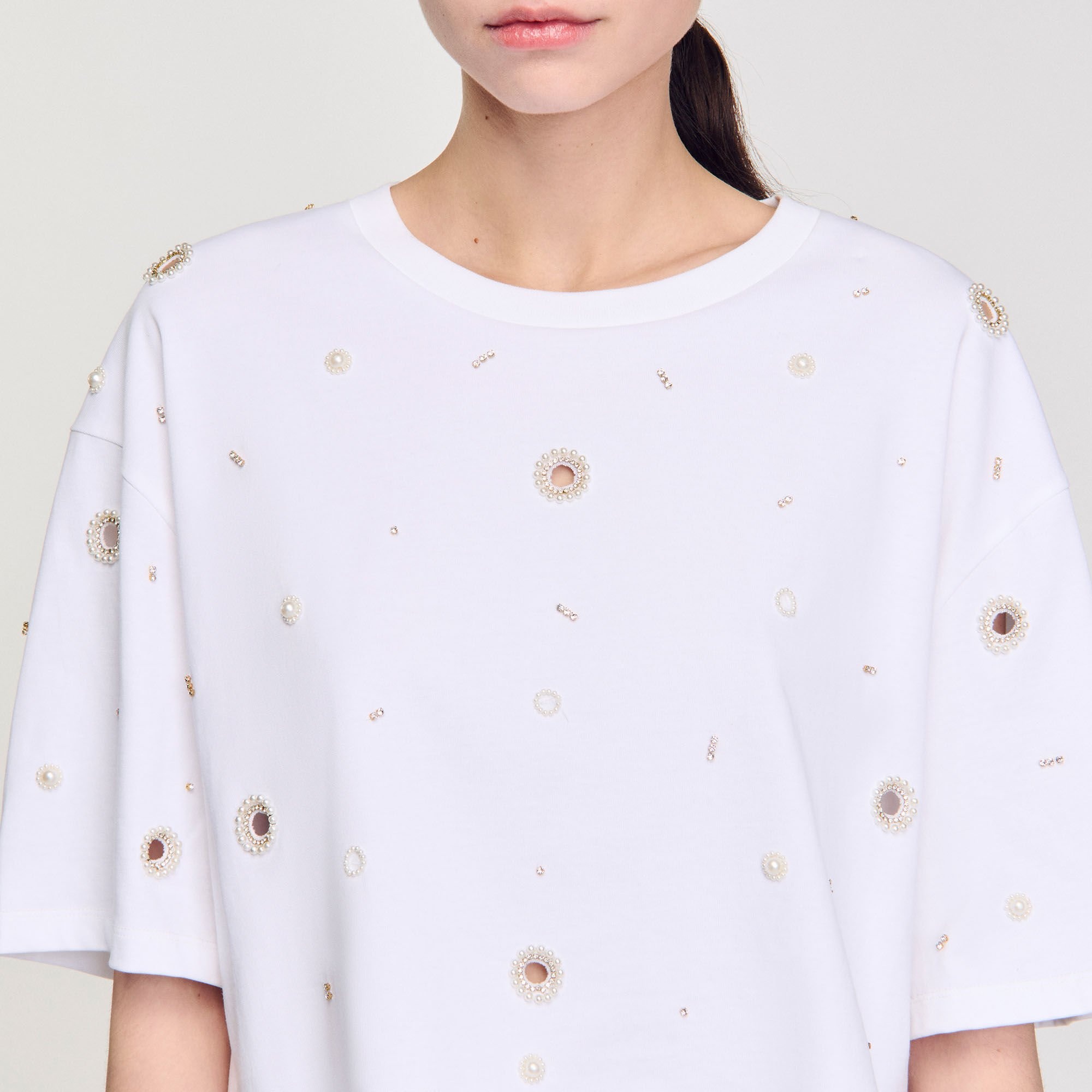 CROPPED PEARL BEAD T-SHIRT - 3