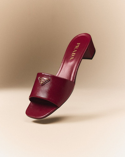 Prada Leather Logo Slide Sandals outlook