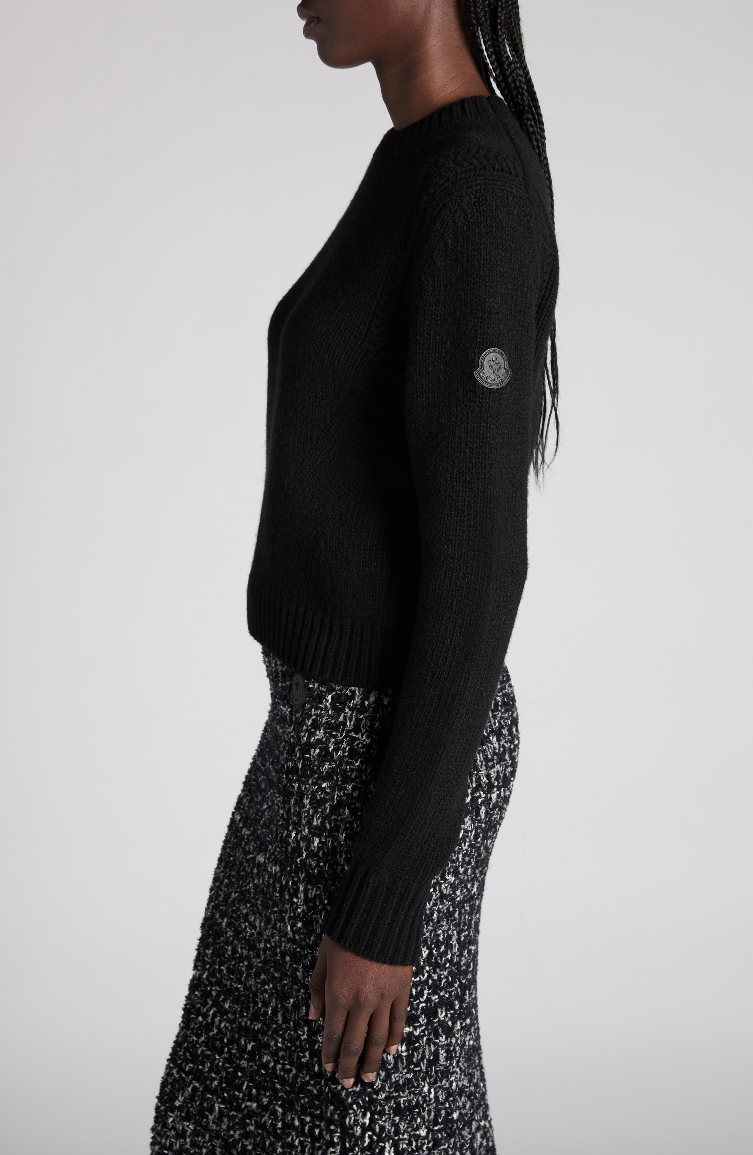 Moncler Virgin Wool & Cashmere Sweater in Deep Navy at Nordstrom - 4