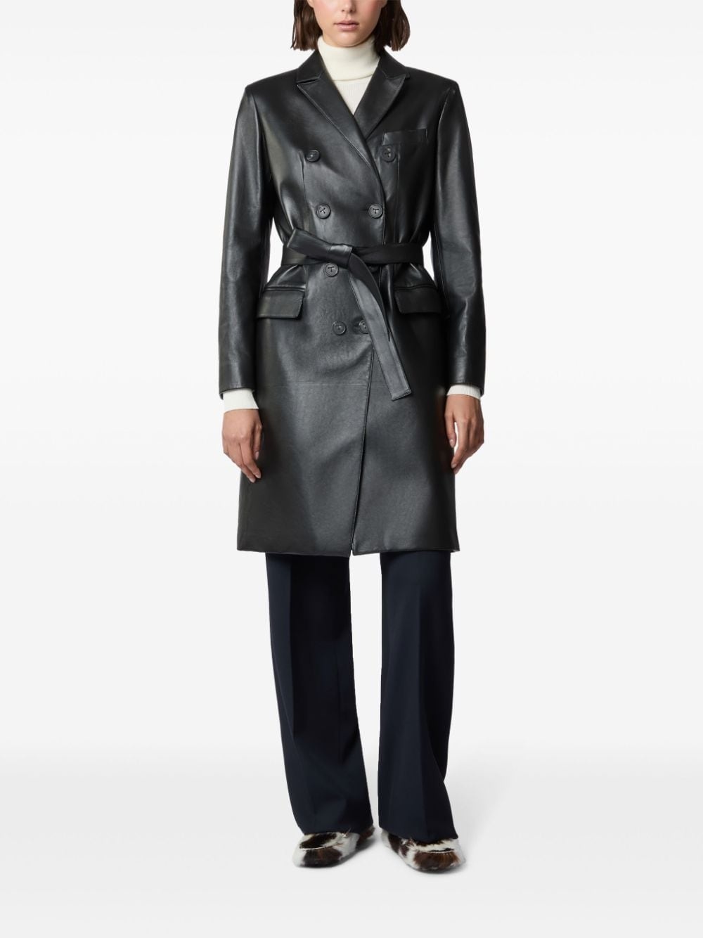 leather trench coat - 2