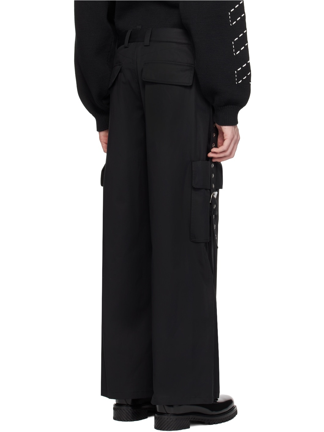 Black Buckles Cargo Pants - 3