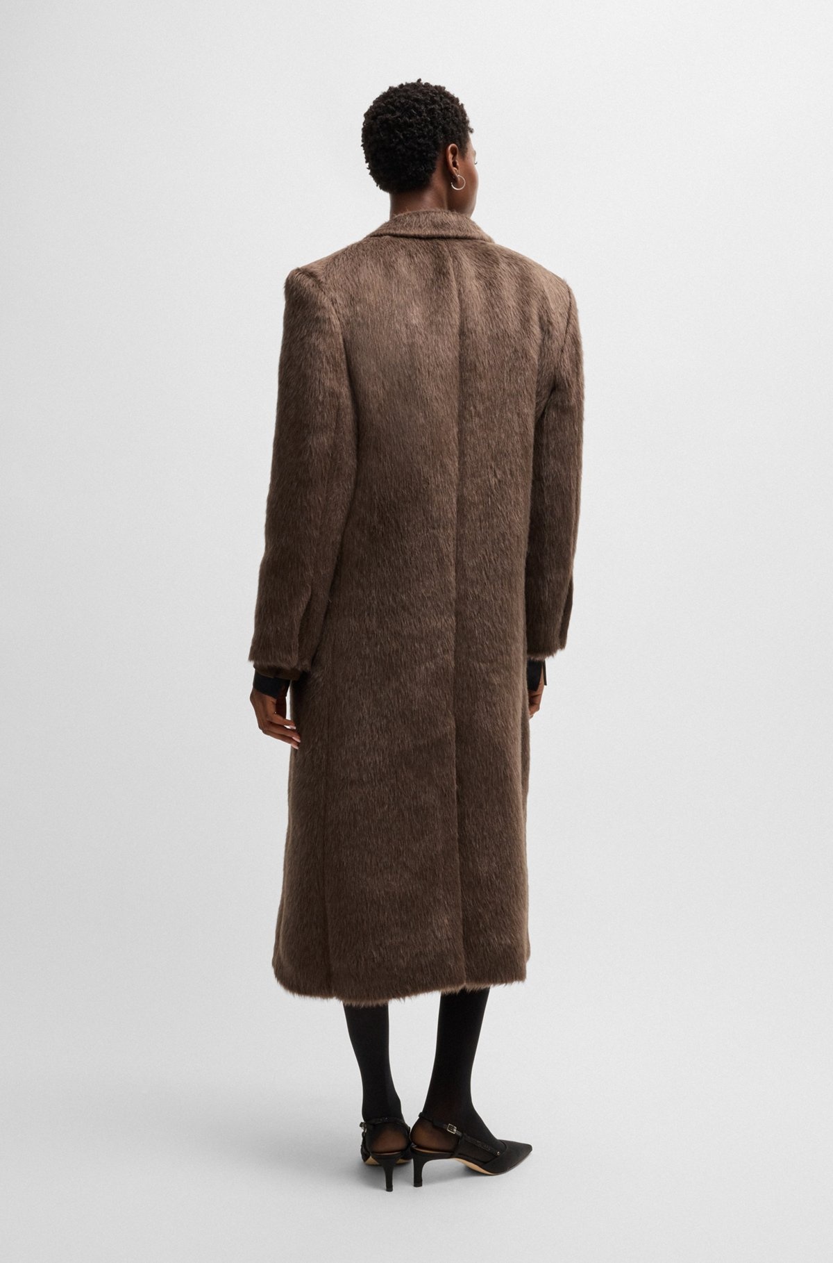 LONG-LENGTH COAT IN ALPACA AND WOOL - 4