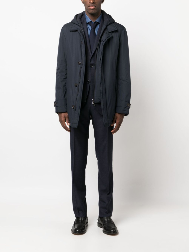 CORNELIANI spread-collar padded hooded jacket outlook