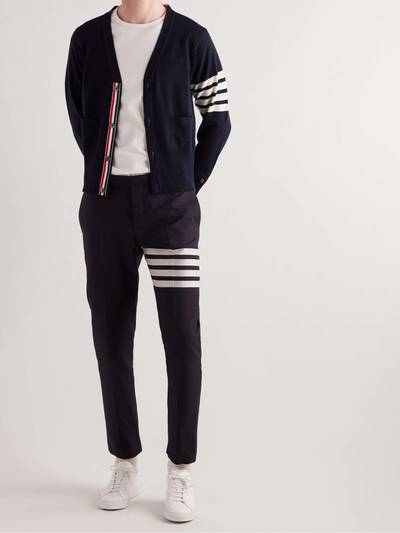 Thom Browne Slim-Fit Striped Grosgrain-Trimmed Mélange Cashmere Cardigan outlook