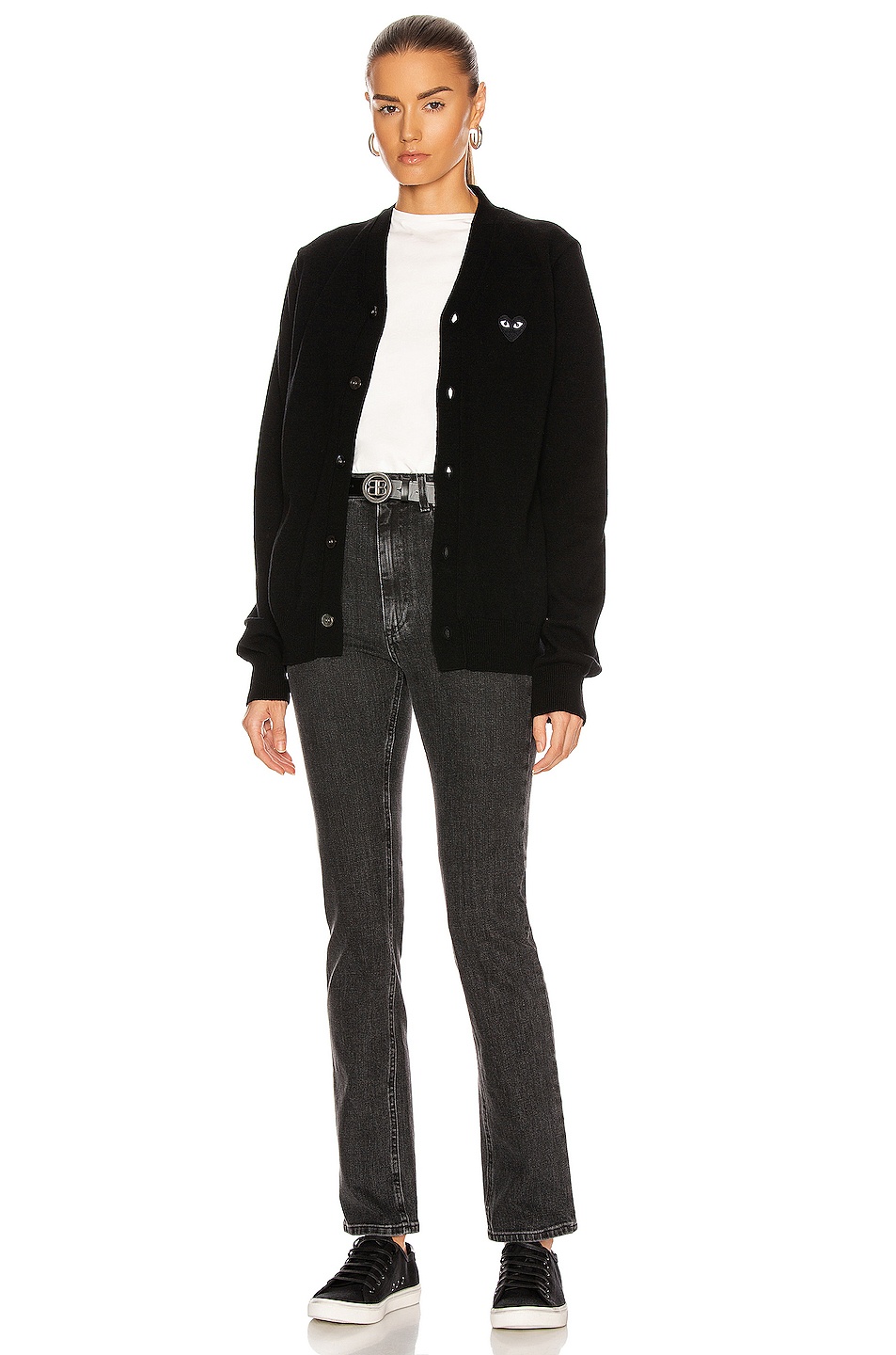 Wool Cardigan with Black Emblem - 5