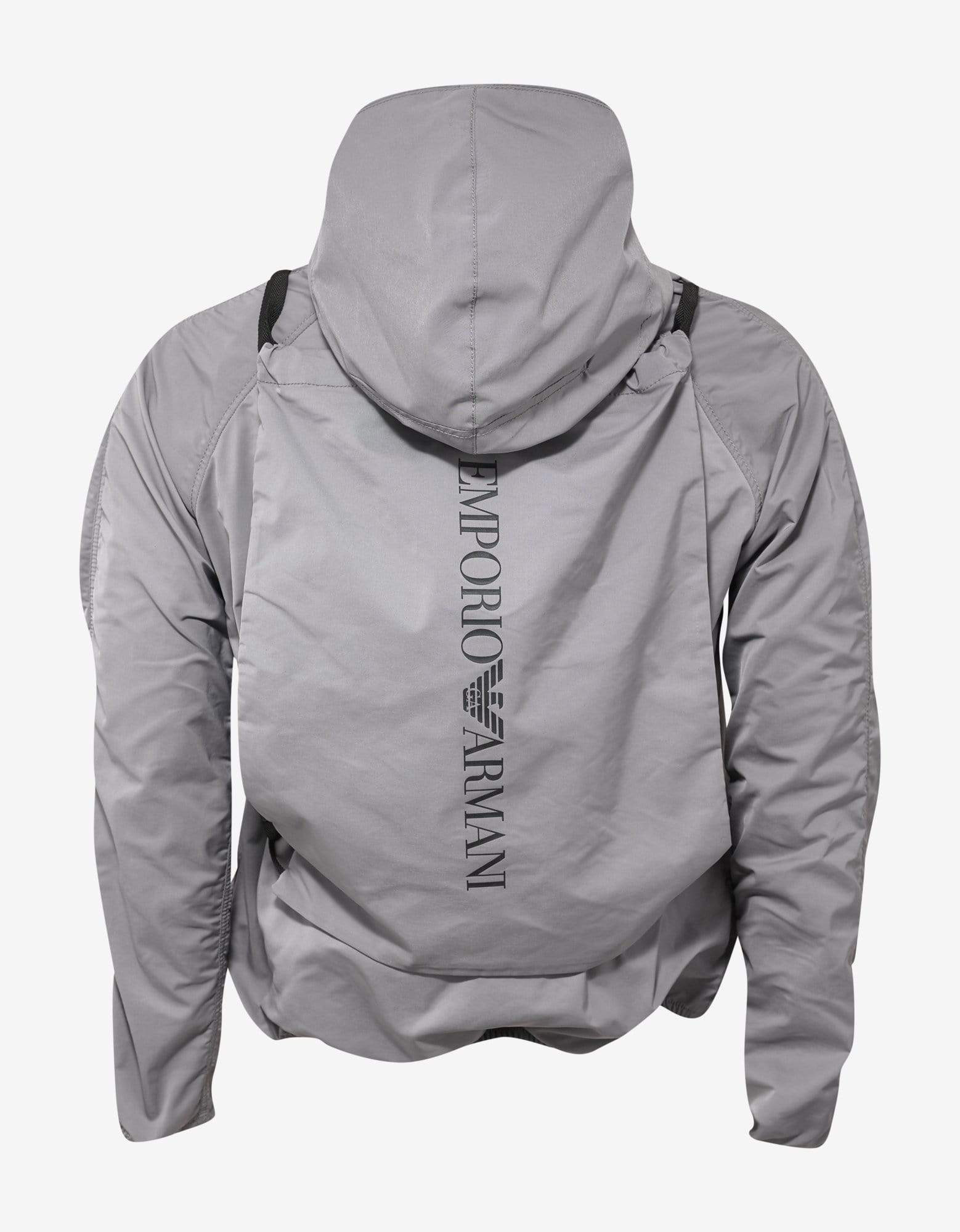 Emporio Armani Grey Hooded Jacket with Bag Attachment - 2