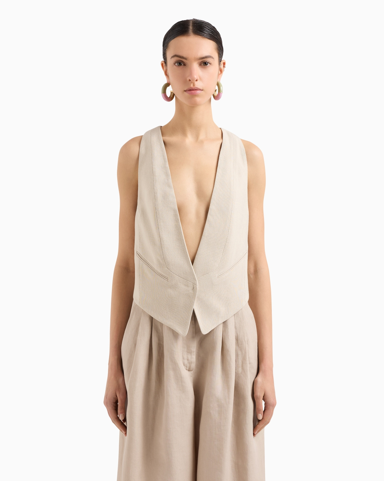 SINGLE-BREASTED WAISTCOAT IN CANNETÉ COTTON AND VISCOSE - 4