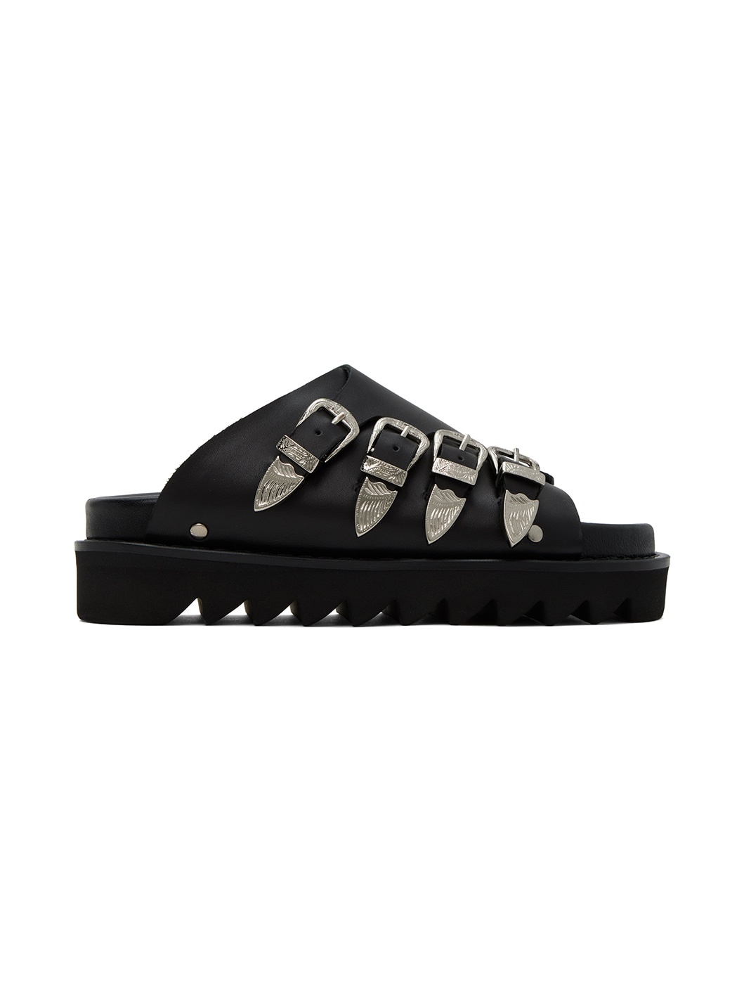 Black Buckle Sandals - 1