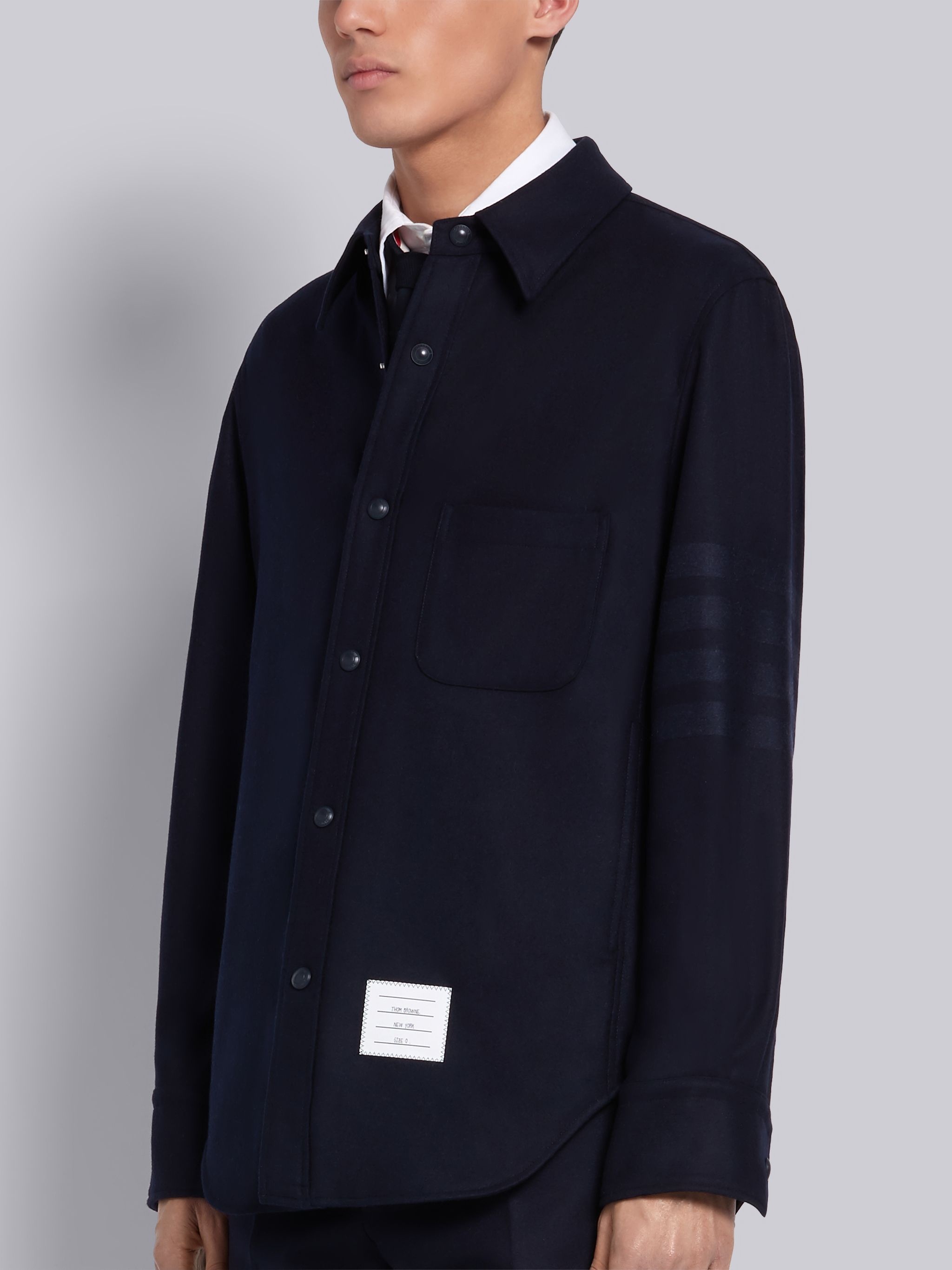 Thom Browne flannel tonal 4-Bar shirt jacket | REVERSIBLE