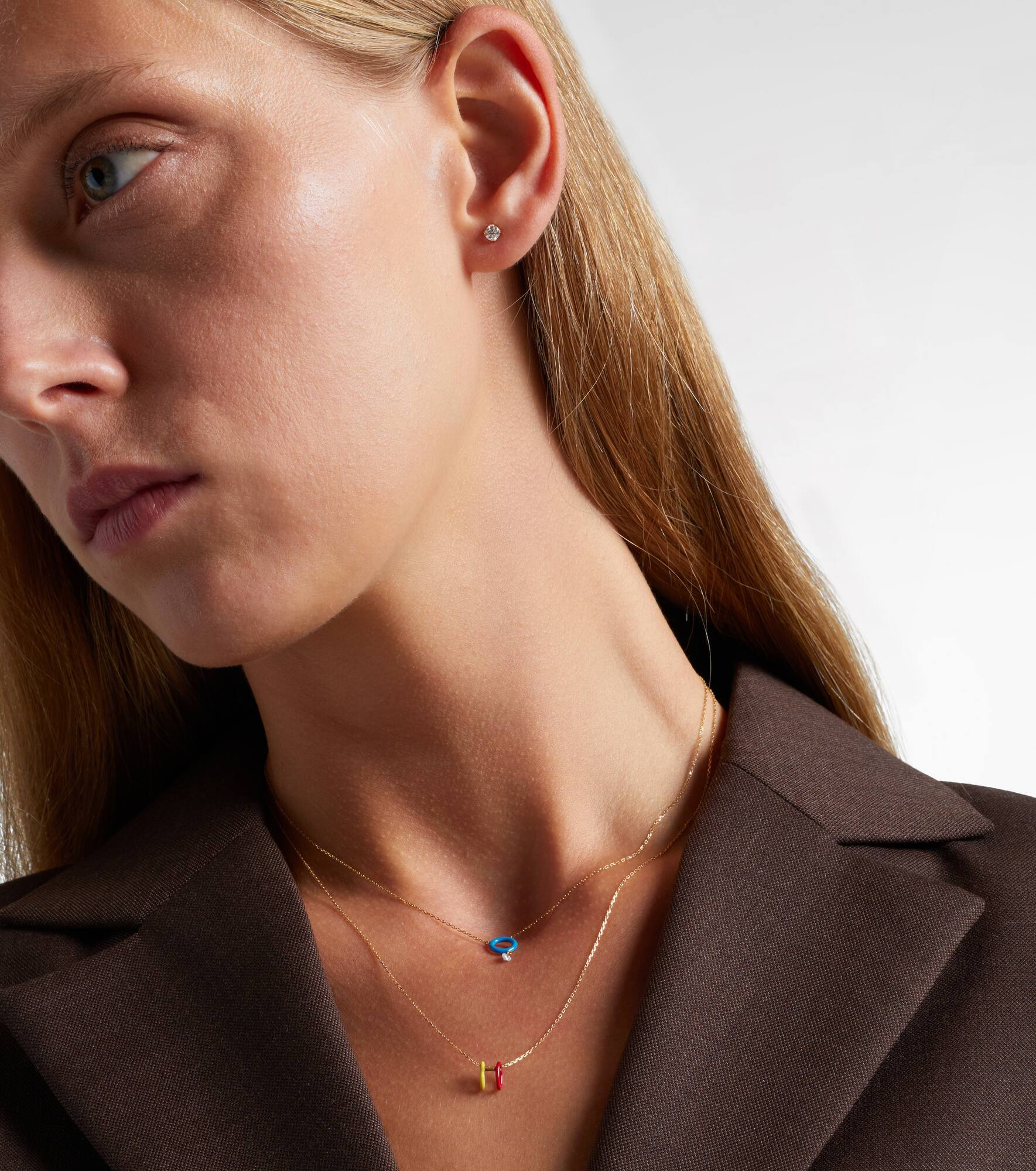 18kt gold chain necklace with white diamond - 2