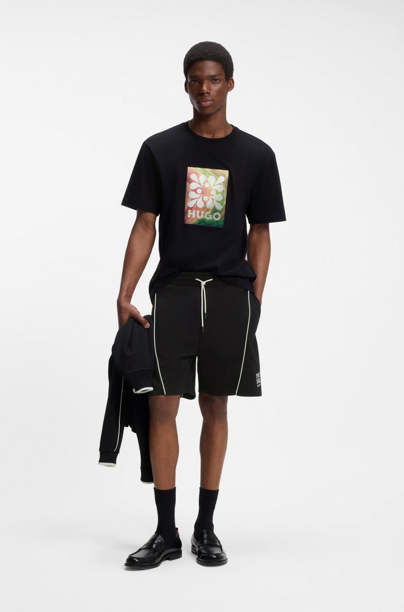 HUGO COTTON-BLEND SHORTS WITH EMBROIDERED LOGO ARTWORK outlook