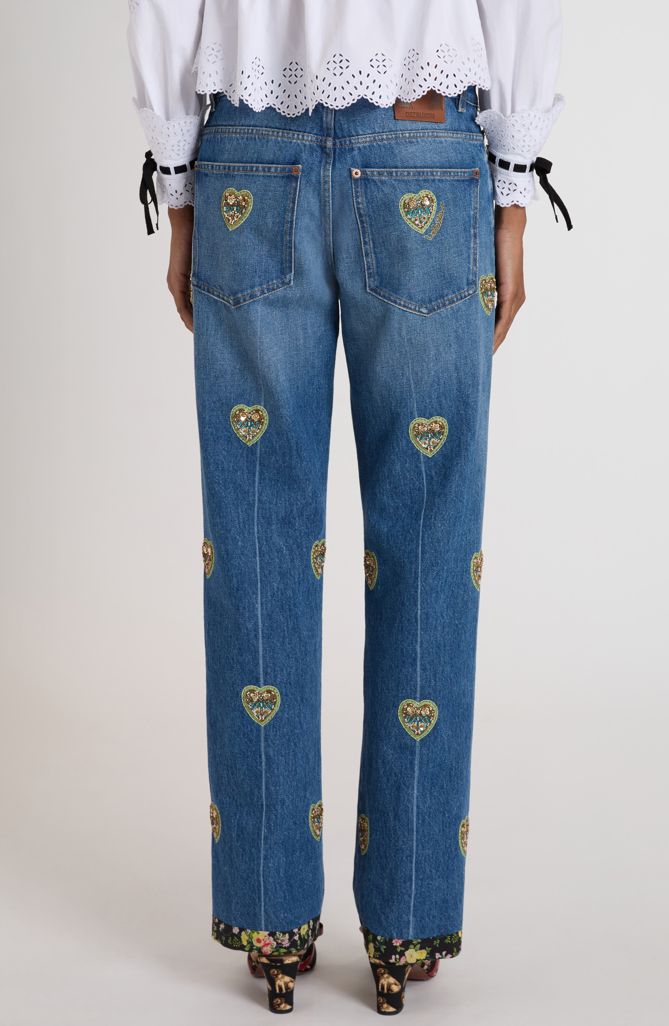 Valentino Garavani Heart Embroidered Denim Jeans at Nordstrom - 3