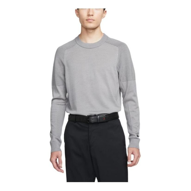 Nike Solid Color Golf Sports Round Neck Long Sleeves Wool Sweater Men's Grey CU9783-003 - 1
