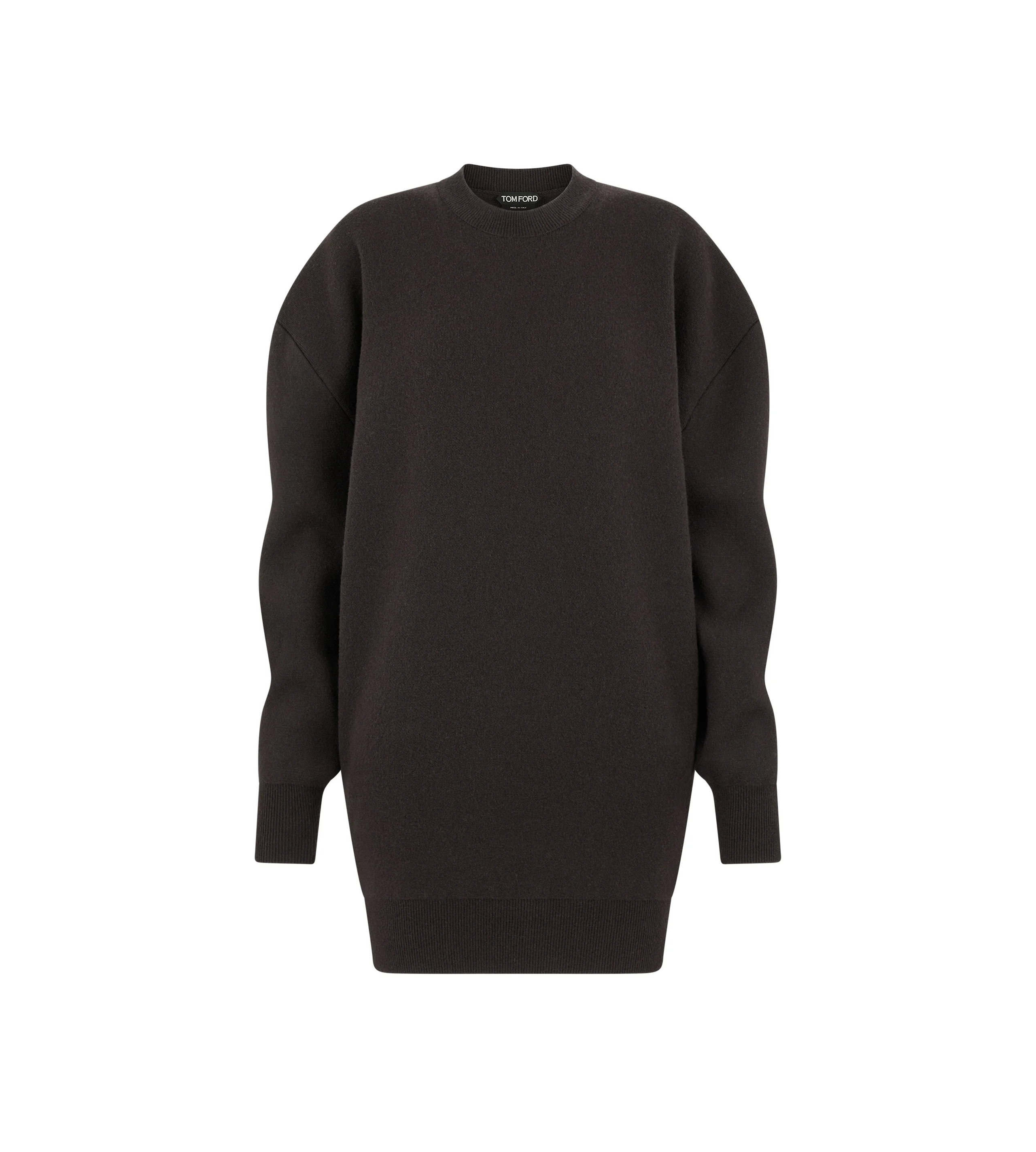SCULPTURAL WOOL CASHMERE SWEATSHIRT MINI DRESS - 1